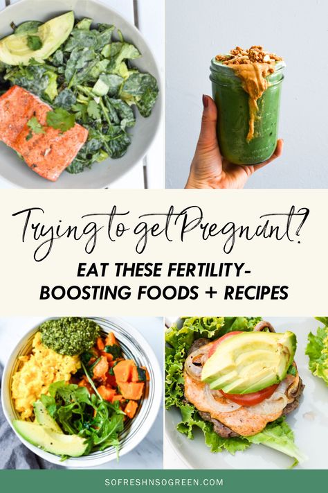 Food To Help With Fertility, Foods To Support Fertility, Recipes To Get Pregnant, Meal Plan For Fertility, Meals To Increase Fertility, Fertility Diet Breakfast, Fertility Grocery List, Meals To Boost Fertility, Fertility Boosting Dinners