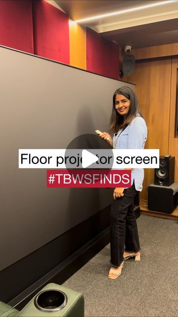 The Blue Wall Studio on Instagram: "I recently saw a viral video and wanted to see the same. Portable floor projector screen. It is perfect for a family who loves entertainment. Do checkout the product at @proaudiovideo.in 
Contact number -9820095163 
at Laxmi Industrial estate, Andheri Mumbai. 
Clips for reference @pinterestindia 
[ projectorscreen, projector, tv room, home theater, ] 
.
.
.
.
.
.

#hometheatre #homecinema #hometheater #homeautomation #audio #hometheater #projectorscreen #interiordesign #cinema #hifiaudio #homeaudio #hifi #smarthome #speakers #projector #dolbyatmos #movienight #stereo #homedecor #movies #homecinemasystem #projectorscreen #technology #music #loudspeakers #homecinemas #home #soundsystem #homeentertainment#tbwsfinds" Tv Projector Living Room, Projector Screen Living Room, Floor Projector, Andheri Mumbai, Projector Wall, Living Room Indian, Double Height Living Room, Hidden Projector, Home Cinema Systems