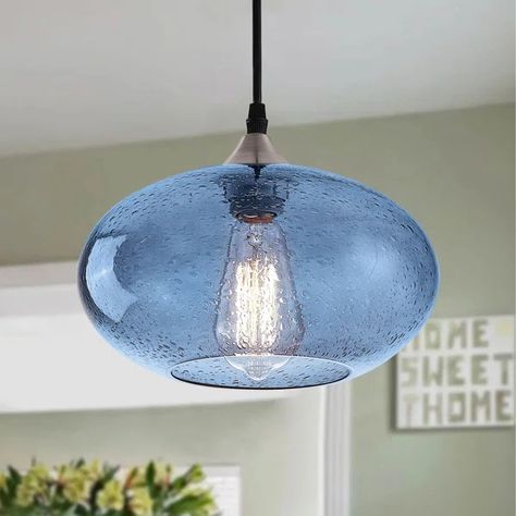 Kutler 1 - Light Single Globe Pendant Restaurant Bars, Glass Shade Pendant Light, Kitchen Island Linear Pendant, Globe Pendant Light, Mini Pendant Lights, Industrial Kitchen, Dining Room Chandelier, Seeded Glass, Globe Pendant