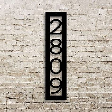 Vertical House, Address Marker, Metal Address Sign, Cedar Posts, Metal House Numbers, Stucco Walls, Handmade Signs, Studio Living, Powder Coat Colors