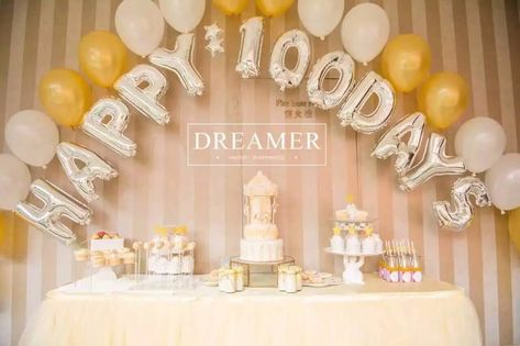 100 days celebration 100 Days Celebration Baby, 100 Day Baby Celebration, 100 Days Baby Celebration, 100 Day Celebration, Kids Party Decorations, Letter Balloons, Photoshoot Concept, 100th Day, Foil Balloons