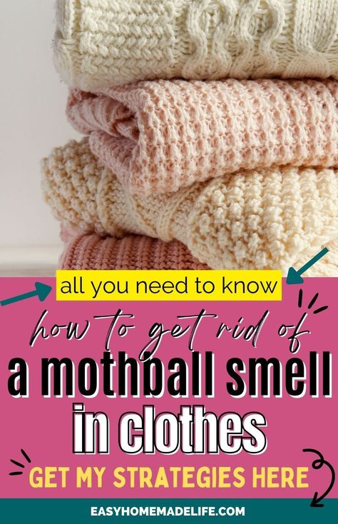 Placing mothballs inside drawers and cabinets is great for keeping pesky insects away from your clothes. Unfortunately, mothballs give off a strong, pungent odor that can stick to clothes. Knowing how to get rid of the mothball smell in clothes is a must if you can’t avoid using this insect repellant. Visit the Easy Homemade Life blog to discover more tips to keeping a healthy home on a budget, plus practical recipes for busy families. Mothball Smell, Home On A Budget, Homemade Oil, Make Banana Bread, Closet Rod, Distilled White Vinegar, Busy Family, Carpet Stains, Insect Repellent