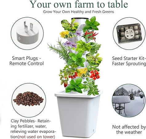 Sjzx Tower Garden Hydroponics Growing System,Indoor Smart Garden,Nursery Germination Kit Including Smart Plug，Water Pump(No Seedlings Included) Brand: sjzxuv Gardening Vertical, 2024 Meals, Hydroponic Systems, Garden Growing, Grow System, Hydroponic Growing, Tower Garden, Smart Garden, Vertical Gardens