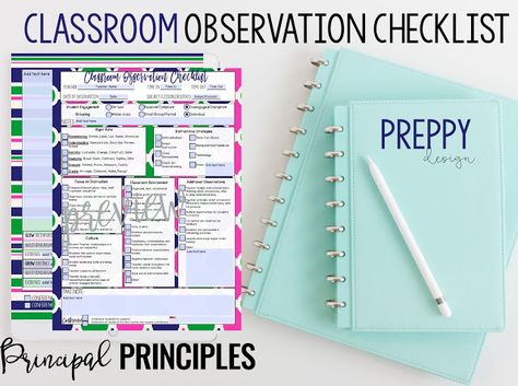 Classroom Observation Checklist-Digital Resources - Principal Principles Elementary Assistant Principal Office, Principal Organization Ideas, Assistant Principal Office Decor, Classroom Observation Checklist, School Leadership Principal, Leadership Training Activities, Goddard School, Principal Office, Principal Ideas