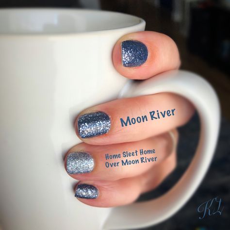 Color Street Moon River Mixed Mani, Colorstreet Moon River Combo, Home Sleet Color Street Nails Combo, Color Street Manicure Ideas, Over The Moon Color Street Combo, Blue Color Street Combos, Moon River Color Street Combo, Color Street Mani Ideas, Over The Moon Color Street