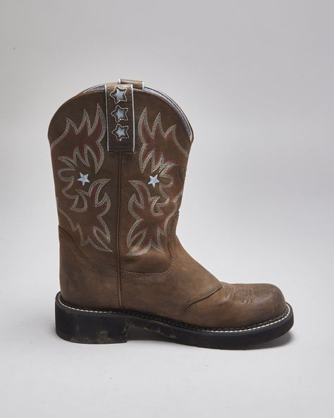 Vintage Ariat Brown Leather Cowboy Boots - UK 6 Gifts For Day Shoeshaven. Stride with confidence in these sleek sneakers, boasting a striking dinosaur print with floral touches for a unique spin on classic footwear.". #cow #Shoes #Shoeshavenshop