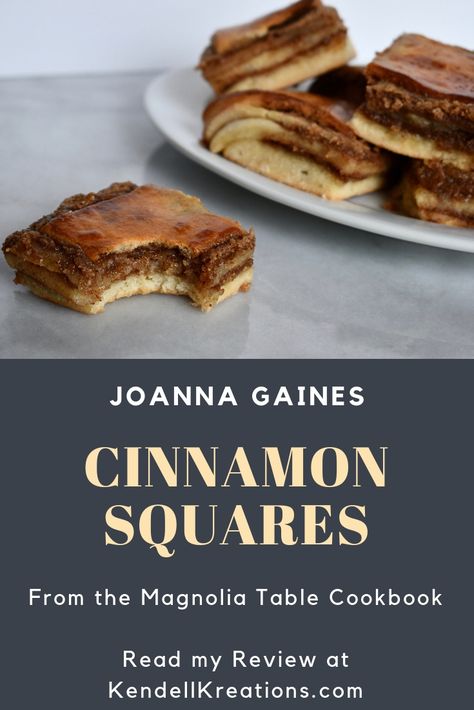 The Magnolia Table Cookbook Cinnamon Squares recipe that Joanna Gaines shares are a delicious and beautiful addition to any breakfast table. Read my review at KendellKreations.com Joanna Gaines Recipes Cinnamon Squares, Magnolia Table Cinnamon Squares, Magnolia Cinnamon Squares, Syrian Doughnuts Joanna Gaines, Joanna Gaines Cinnamon Squares Recipe, Joanna Gaines Farmhouse Kitchen Table, Joanna Gaines Cinnamon Squares, Cinnamon Squares Joanna Gaines, Joanna Gaines Sopapilla Recipe