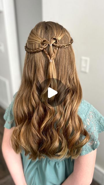 Tiffany Snedaker ❤️ Hairstyles for Girls on Instagram: "The prettiest braided heart, tween approved! This heart hairstyle looked so pretty in Nova’s hair today." Toddler Girl Heart Hairstyles, Girl Heart Hairstyles, Love Heart Hairstyles, Heart Braids For Kids, Heart Hairstyle For Kids Easy, Cute Braided Hairstyles For Kids, Hairstyle Heart, Girls Hairstyles For School, School Hairdos