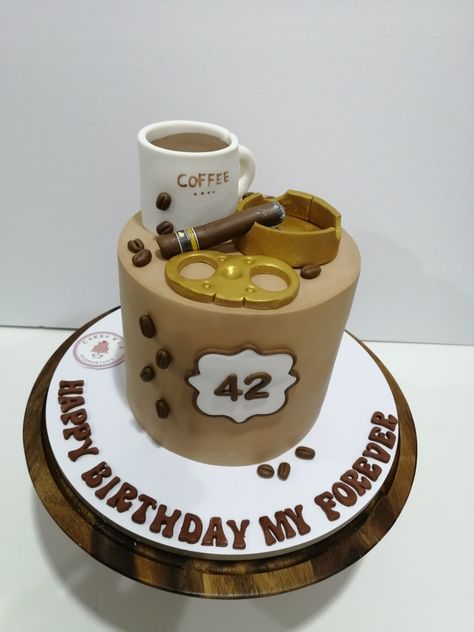 Coffee Themed Cake, 42nd Birthday Cake, Happy 42nd Birthday, 42nd Birthday, Gluten Free Cake, Themed Cakes, Birthday Cakes, Birthday Cake, Coffee