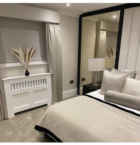 Cream Beige Black Bedroom, Bedroom Ideas Black And Cream, Cream Bedroom Black Furniture, Cream Black Grey Bedroom, Black White And Cream Bedroom Ideas, Cream Black Bedroom Ideas, Champagne And Black Bedroom Ideas, Grey And Creme Bedroom, Champagne And Grey Bedroom