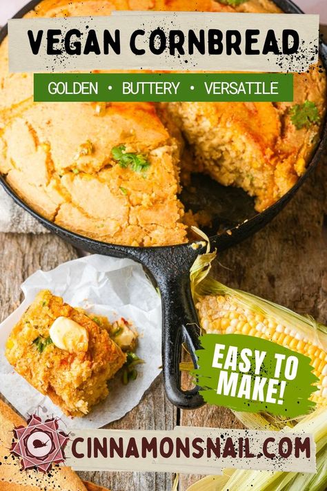 The best vegan cornbread ever! Baked into either skillet cornbread or squares. it's perfectly moist, delicious, and not too sweet. Vegan Cornbread Recipe Vegan Cornbread Vegan Bread Recipe Skillet Cornbread Vegan Baking Recipes Vegan Snack Vegan Thanksgiving Recipes Vegan Bakery Cornbread Recipe Cornbread Recipe Vegan, Baking Recipes Vegan, Cornbread Vegan, Vegan Cornbread Recipe, Fried Cornbread, Vegan Cornbread, Vegan Bread Recipe, Vegan Fried Chicken, Skillet Cornbread