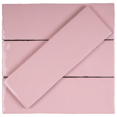 Supreme Tile Borgo 3" x 8" Porcelain Wall & Floor Tile & Reviews | Wayfair Pink Porcelain Tile, Matte Pink Tile, White Tiles Pink Wallz, Original Pink Tile Bathroom, Pink Self Adhesive Vinyl Tiles Flooring, Porcelain Subway Tile, Pink Baths, Pink Tiles, Bath Tiles