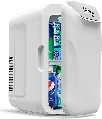 NXONE Mini Fridge,8 Can/6 Liter Small Refrigerator,110VAC/ 12V DC Portable Thermoelectric Cooler and Warmer Freezer Skincare Desk Little Tiny fridge for Cosmetics, Foods, Bedroom, Dorm, Office, and Car Skincare Desk, White Mini Fridge, Desk Fridge, Tiny Fridge, Fridge Cooler, Beverage Refrigerator, Small Fridges, Small Refrigerator, Mini Fridges