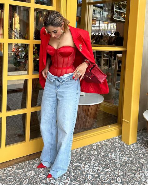 Mariela Espinal | #ootd for two event in Philly 📍 First Event- @flyfrontier conexión Philly to DR🇩🇴 Second Event- Special invitation Opening… | Instagram Corset Jeans Outfit, Jean Party Outfits, Corset And Jeans Outfit, Corset And Jeans, Corset Top Outfit, Fashionable Work Outfit, Xmas Outfits, Color Combos Outfit, Winter Fashion Outfits Casual