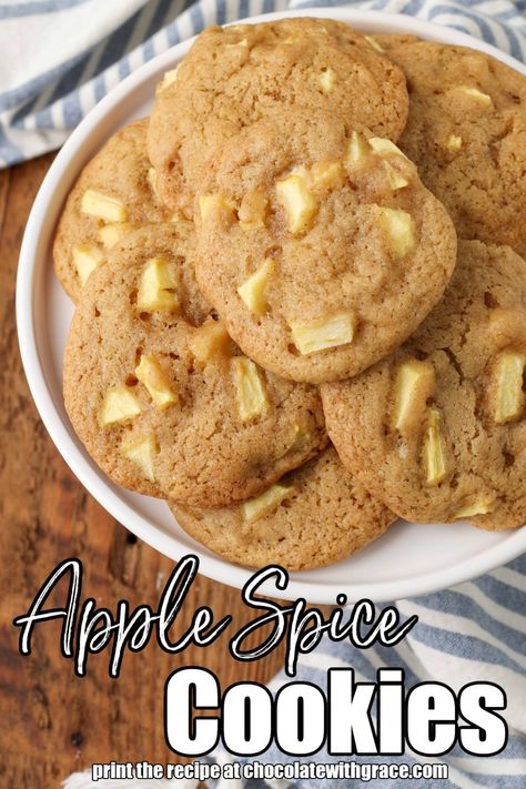 Apple Cookies Apple Snap Cookies, Apple Cookies With Cream Cheese Frosting, Apple Pumpkin Cookies, Soft Apple Cookies, Apple Pie Cookies Easy, Apple Spice Cookies, Apple Cookies Recipes Easy, Caramel Apple Cookies Recipes, Apple Cookie Recipes