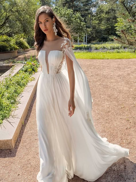 Greek Wedding Dresses, Unusual Wedding Dresses, Jeweled Wedding Dress, Top Wedding Dress Designers, Cape Wedding Dress, Chiffon Wedding Dress, Greek Wedding, Affordable Wedding Dresses, Wedding Dress Pictures