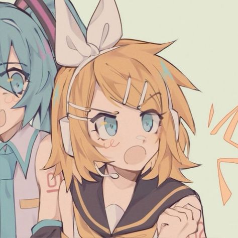 Hatsune Miku And Rin Matching Pfps, Pjsk Matching Pfp For 2 Friends, Miku And Rin Matching Pfps, Miku Matching Pfp, Rin Project Sekai, Matching Pfps For Best Friends, Matchy Pfp, Rin Kagamine, Miku Hatsune Vocaloid