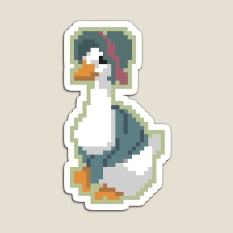 Goose Pixel Art, Draw Farm Animals, Pixelated Art, Goose Sticker, Pok Pok, Cottagecore Cottage, Pixel Art Grid, Retro Gamer, Mother Goose