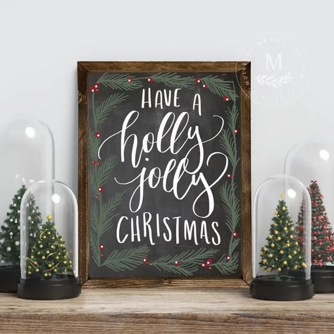 Christmas Signs Over Fireplace, Christmas Easel Sign, Board And Batten Christmas Decor, Cute Christmas Signs, Christmas Decor Rustic, Have A Holly Jolly Christmas, Holiday Fonts, White Sign, Wall Art Farmhouse