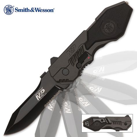 Smith & Wesson M&P Assisted Opening MP4L Tactical Pocket Knife - Partially Serrated | BUDK.com - Knives & Swords At The Lowest Prices! Butterfly Knives, Tactical Pocket Knife, Smith N Wesson, Real Steel, Micarta Handles, Cool Knives, Military Police, Off Grid Living, Bang Bang