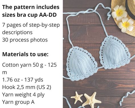 Crochet Bikini Top Pattern on English Crochet Triangle - Etsy Bralette Pattern, 4 Ply Yarn, Crochet Triangle, Boho Fashion Summer, Crochet Tank Top, Crochet Tank, Triangle Bralette, Crochet Top Pattern, Crochet Crop Top