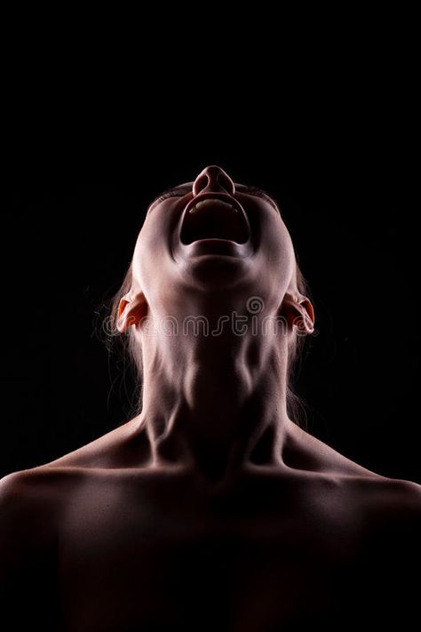 Face In Shadow, Screaming Drawing, Woman Screaming, Hands On Face, Scream Art, Woman Stock Photo, People Screaming, Dark Portrait, Photo Editing Techniques