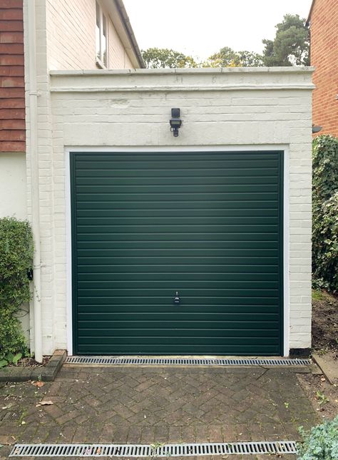 Olive Green Garage Door, Teal Garage Door, Garage Door Colours, Green Garage Doors, Green Garage Door, Painted Garage Door, Over Garage Door, Exterior Facelift, Green Garage