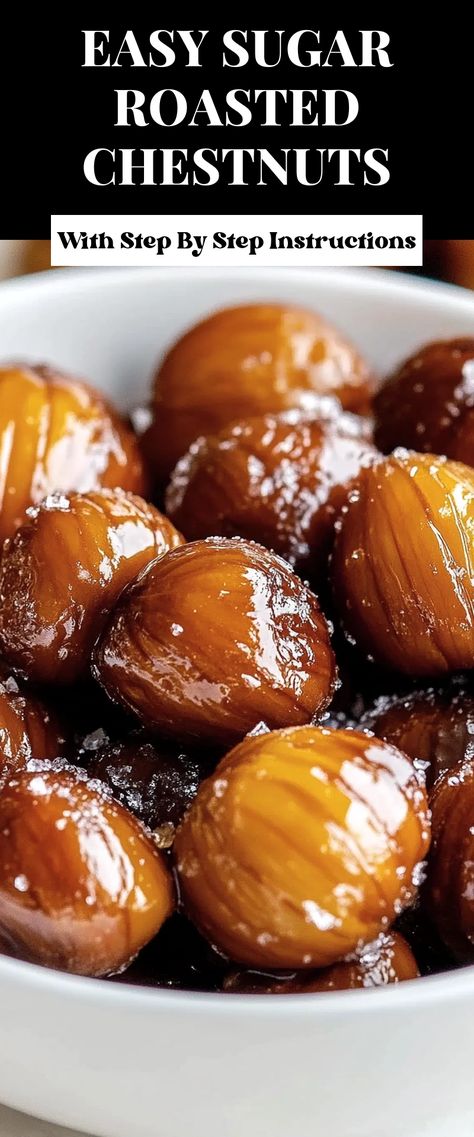 Image for Easy Sugar Roasted Chestnuts Candied Chestnuts Recipe, How To Cook Chestnuts In The Oven, How To Cook Chestnuts Recipe, How To Roast Chestnuts In The Oven, Waterchestnut Recipes Appetizers, Chestnut Recipes Savory, Chestnut Dessert, Waterchestnut Recipes, Chestnut Recipes Desserts