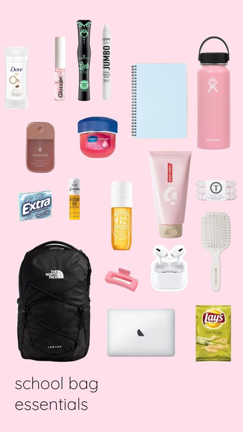 stuff these in your bag! this is ur sign to also clean out ur backpack😘 What To Put In Ur Backpack, What To Keep In Backpack, School Backpack Essentials Highschool, What To Carry In Your Backpack School, What To Keep In Your Backpack, What To Put In Your Backpack, What To Have In Your Bag For School, 7th Grade Backpacks, What To Put In Your School Bag