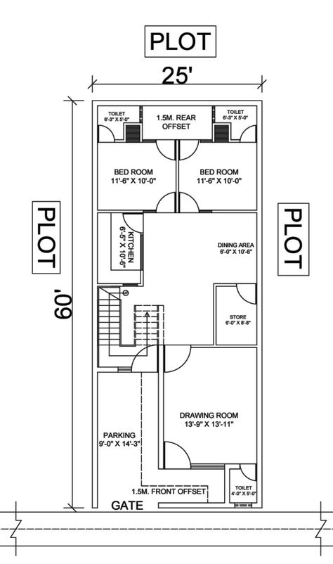 [Plot Size-25' X 60'] [2BHK] 25×60 House Plan, 25x60 House Plans, 25×50 House Plan, 60 House, 30x50 House Plans, South Facing House, Budget House Plans, 20x40 House Plans, 3d Elevation