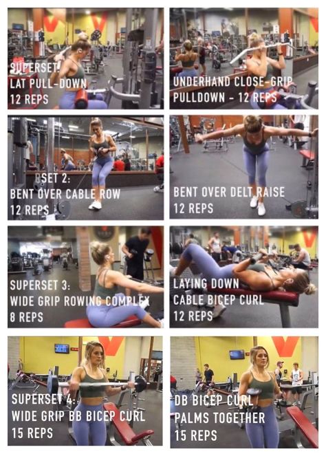 Strength Back and bicep workout-Whitney Simmons Bicep Workout Women, Dumbbell Bicep Workout, Bicep Workout Gym, Big Biceps Workout, Back And Bicep Workout, Workout Man, Bicep Workout, Fitness Hacks, Cable Workout