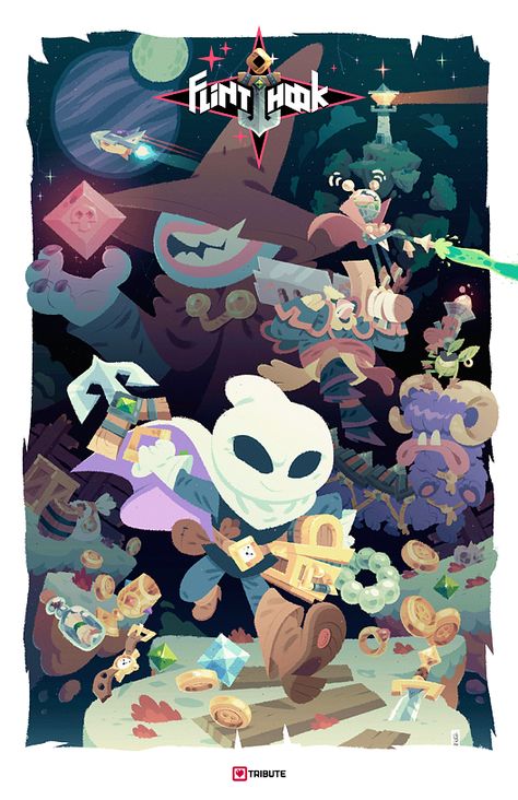 Flinthook ©Tribute Games 2017 on Behance Pixel Art Games, Game Illustration, Cover Art Design, Keys Art, Poster Layout, Video Game Art, Childrens Illustrations, Book Illustration, Animation Art