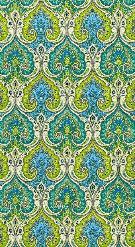 Colorful Motifs Art Nouveau, Paisley Art, Green And Blue, Art Graphique, Textile Patterns, Textile Prints, Blue Pattern, Cool Patterns, Surface Pattern