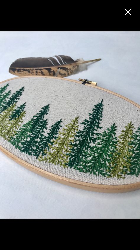 Spruce Trees, Winter Embroidery, Embroidery Leaf, Halloween Embroidery Designs, Hoop Embroidery, Halloween Embroidery, Embroidery Shop, Handmade Wall Art, Hand Embroidery Pattern