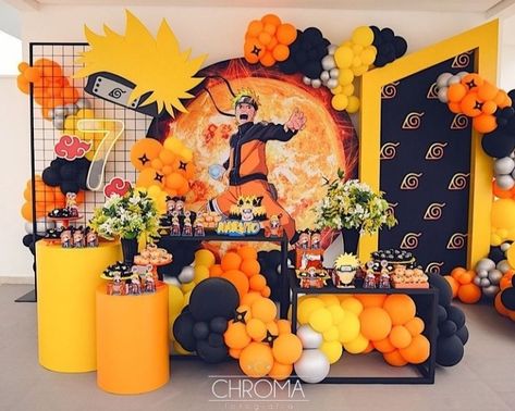 Naruto Balloon Decoration, Naruto Party Ideas Birthdays, Anime Baby Shower Ideas, Naruto Themed Birthday Party, Naruto Decor, Anime Themed Birthday Party, Naruto Birthday Party Ideas, Niki Birthday, Anime Party Ideas