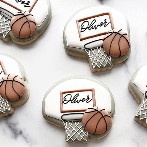 Sports Birthday Cookies, Basketball Birthday Cookies, Basketball Birthday Ideas, Basketball Sugar Cookies, Basketball Theme Baby Shower, Sports Birthday Cake, Basketball Snacks, Sport Cookies, Grad Table