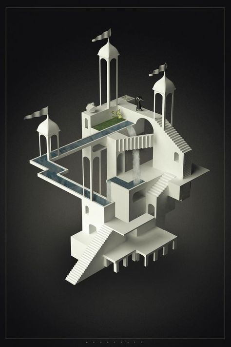 Monument Valley Game, Isometric Drawing, Mc Escher, Friends Photo, Isometric Art, Isometric Design, Architecture Concept Drawings, Isometric Illustration, Low Poly Art