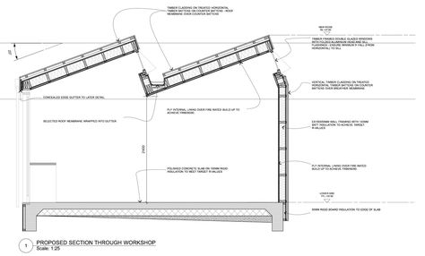 Gallery of Birkenstock Australia / Melbourne Design Studios - 40 Sawtooth Roof Detail, Shed Metal Roof, Roof Section Detail, Factory Architecture Design, Concrete Sheds, Sawtooth Roof, Workshop Architecture, Factory Architecture, Standing Seam Metal Roof