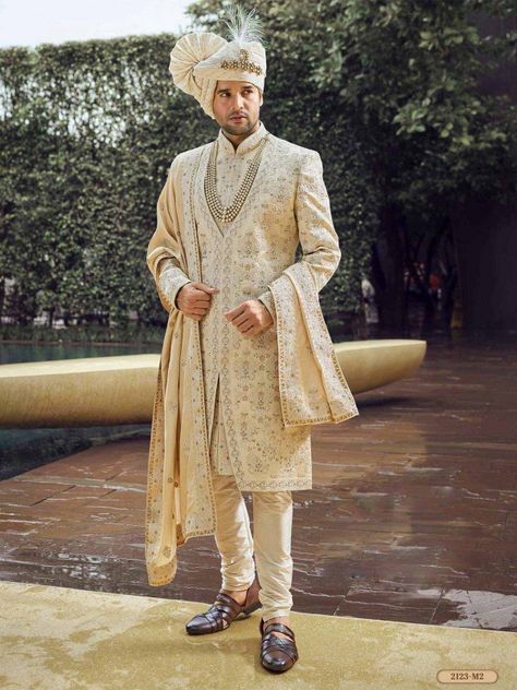 Boys Sherwani Indian Weddings, Sherwani For Short Height Men, Indian Groom Wear Wedding Sherwani, Sherwani For Men Wedding Indian Groom, Groom Wedding Sherwani, Golden Sherwani, Groom Indian Wedding Outfits, Groom Sherwani, Sherwani For Men Wedding