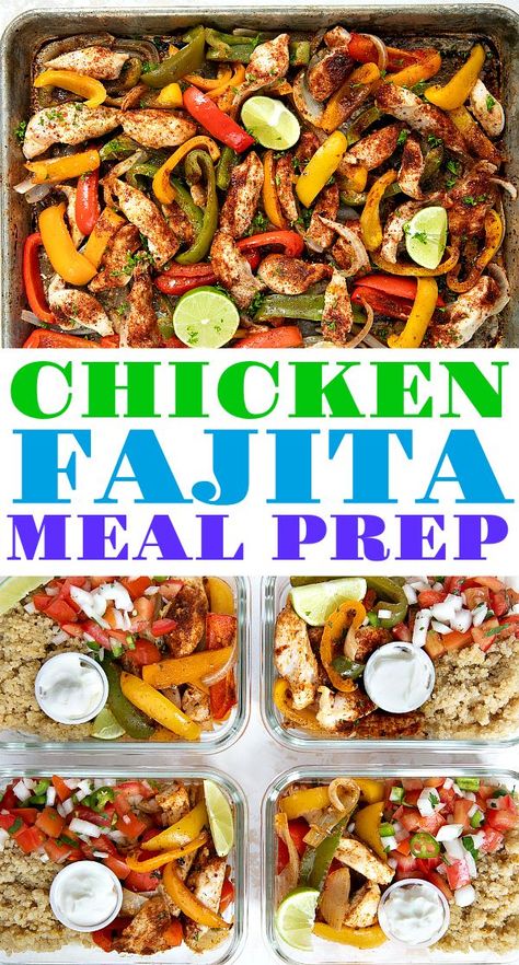 Meal Prep Fajita Chicken, Chicken Fajita Lunch Bowls, Meal Prep Chicken Fajitas, Fajita Lunch Meal Prep, Healthy Fajita Bowl Meal Prep, Meal Prep Fajitas, Meal Prep Fajita Bowl, Healthy Chicken Meal Prep For The Week, Weekday Lunch Meal Prep