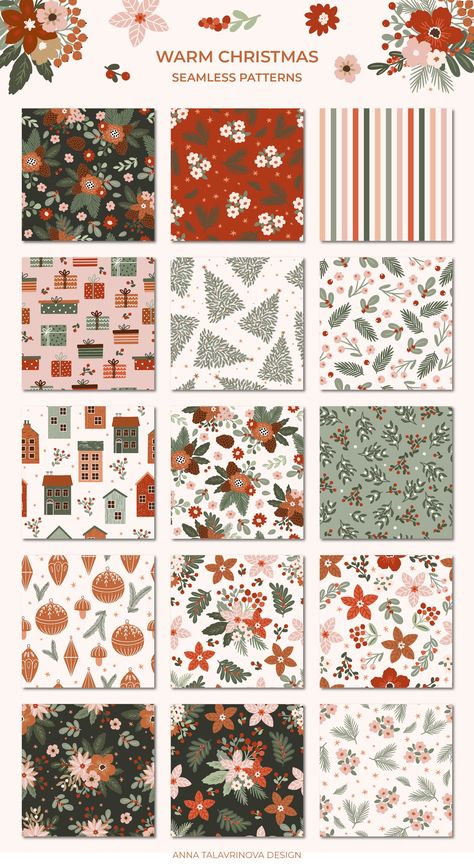 Christmas Surface Pattern Design, Christmas Surface Pattern, Christmas Pattern Illustration, Illustration Career, Christmas Seamless Pattern, Cozy Pattern, Holiday 2024, Christmas Backgrounds, Christmas Vector