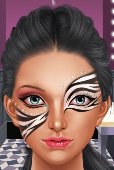 Zebra Face Paint, Zebra Makeup, Animal Face Paintings, Zebra Costume, Zebra Face, Gala Ideas, Face Art Makeup, Amazing Halloween Makeup, Theatrical Makeup