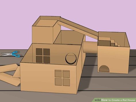 Diy Rat House Cardboard, Rat Cardboard Diy, Rat House Diy, Rat Enrichment, Diy Hamster House, Diy Rat Toys, Pet Rat Cages, Cardboard Box Houses, Rat Care