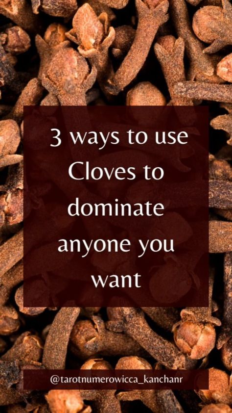 Domination Series! 3 ways to use cloves for domination. Try it and let me know how it goes! . . . . . . #instagramreels #reelsinsta… | Instagram Cloves For Protection, Burning Cloves Benefits, Chicken Feet Spells, Spiritual Benefits Of Clove, Cloves Spiritual Benefits, Cloves Health Benefits, Lucky Things, Silk Plaster, Money Spells Magic