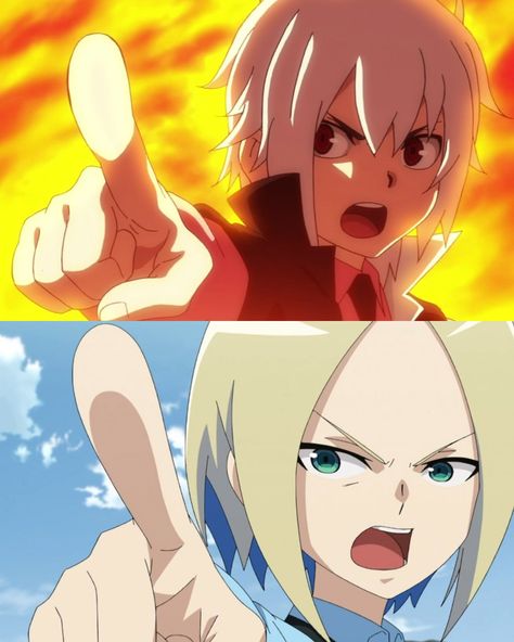 Shu Kurenai from the anime "Beyblade Burst" and Shun Kazami from the anime "Bakugan Battle Planet".Shu Kurenai and Shun Kazami are pointing their finger at someone who is annoying them and they are angry at that person(Lui Shirasagijo/Masato Kazami).Other things these 2 characters have in common is that their first names(Shu/Shun) are almost the same,except for the letter "n",the initial letters of their first and last names are S.K(Shu Kurenai/Shun Kazami) and they are japanese. Finger Pointing At You Drawing Reference, Person Pointing Reference Drawing, Anime Pointing Finger Pose, Angry Pointing Pose Reference, Pointing Finger Drawing Reference, Pointing Finger Pose, Anime Pointing Finger, Angry Person Reference, Pointing Finger Reference