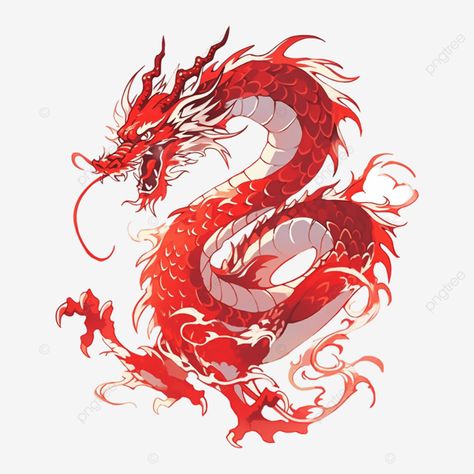 Lunar New Year Dragon Art, Year Of The Dragon Art, Dragon Lunar New Year, Chinese Dragon Illustration, Chinese Vector, Lunar New Year Dragon, Cny 2024, Dragon Tattoo Back, Dragon Png