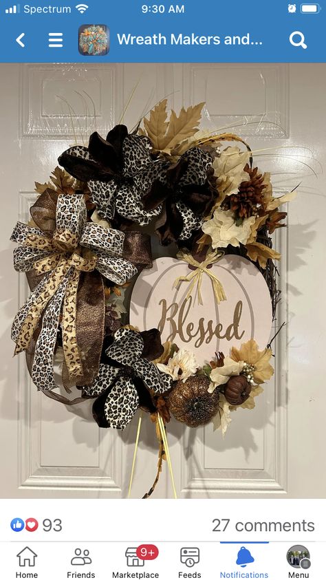 Wreath Maker, Brown And Beige, Printed Ribbon, Fall Wreaths, Cheetah Print, Fall Wreath, Halloween Wreath, Wreath, Ribbon