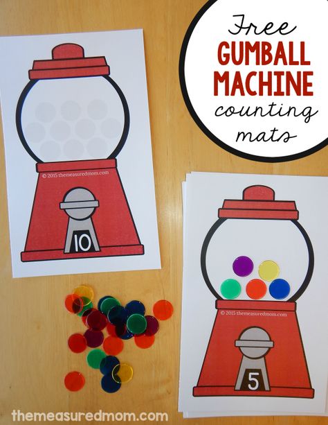 gumball counting mats Gumball Counting Preschool, Gumball Crafts For Preschoolers, Gumball Machine Printable Free, 1 To 1 Correspondence Activities, One To One Correspondence Preschool, Counting Mats Free Printable, One To One Correspondence Activities, Number Activities Preschool, Trace Letters