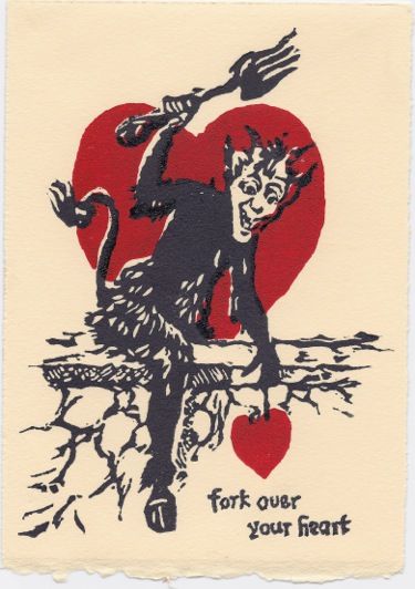 Vinegar Valentine Card, "Fork over your heart". Valentine Cards Vintage, Valentines Card Aesthetic, Aesthetic Valentines Cards, Vintage Heart Illustration, Alt Valentines, Vintage Halloween Valentines, Valentines Aesthetic Vintage, Valentines Cards Aesthetic, Valentines Day Cartoon Aesthetic