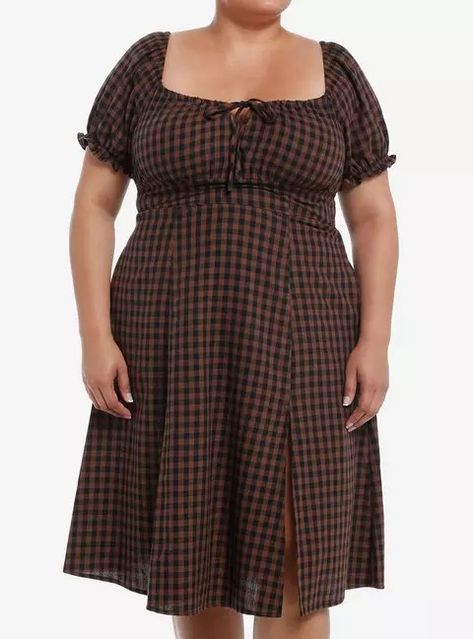 Empire Waist Midi Dress, Detailed Black Dress, Brown Checkered, Plus Size Black Dresses, Cool Night, Midi Dress Plus Size, Black Checkered, Hi Low Dresses, Panel Dress